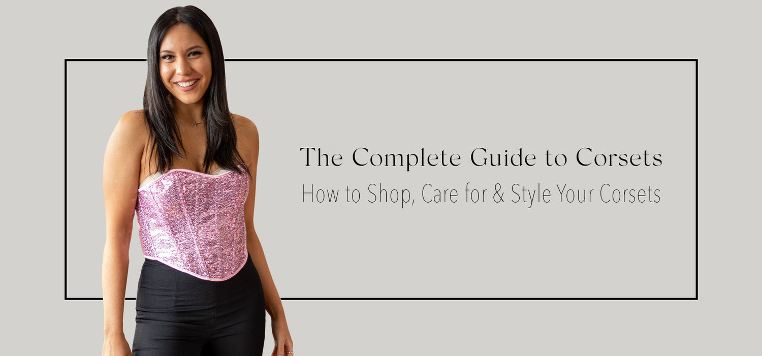 Pink sequined corset featured in the complete guide to corsets for shopping care and styling tips