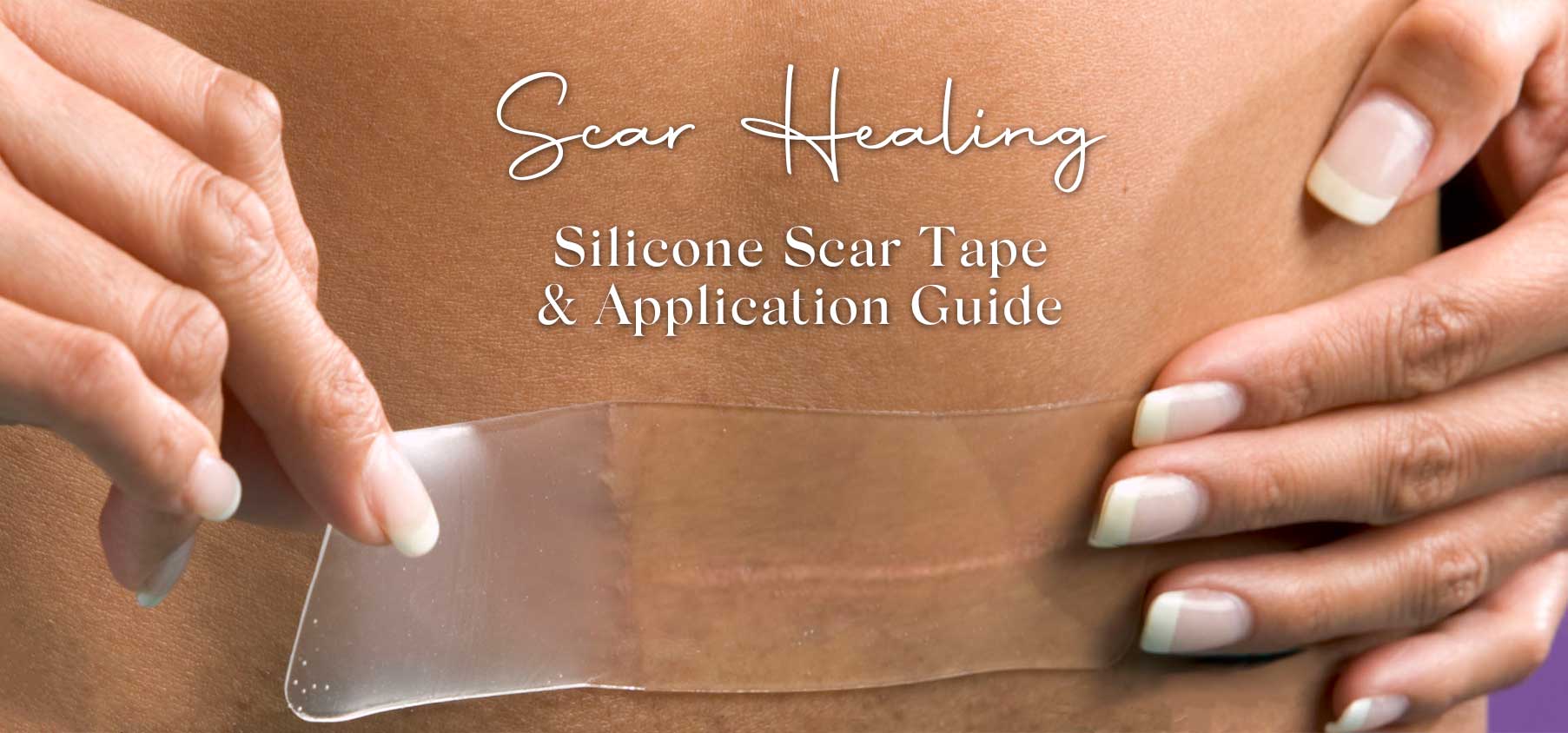 Woman applying silicone scar tape