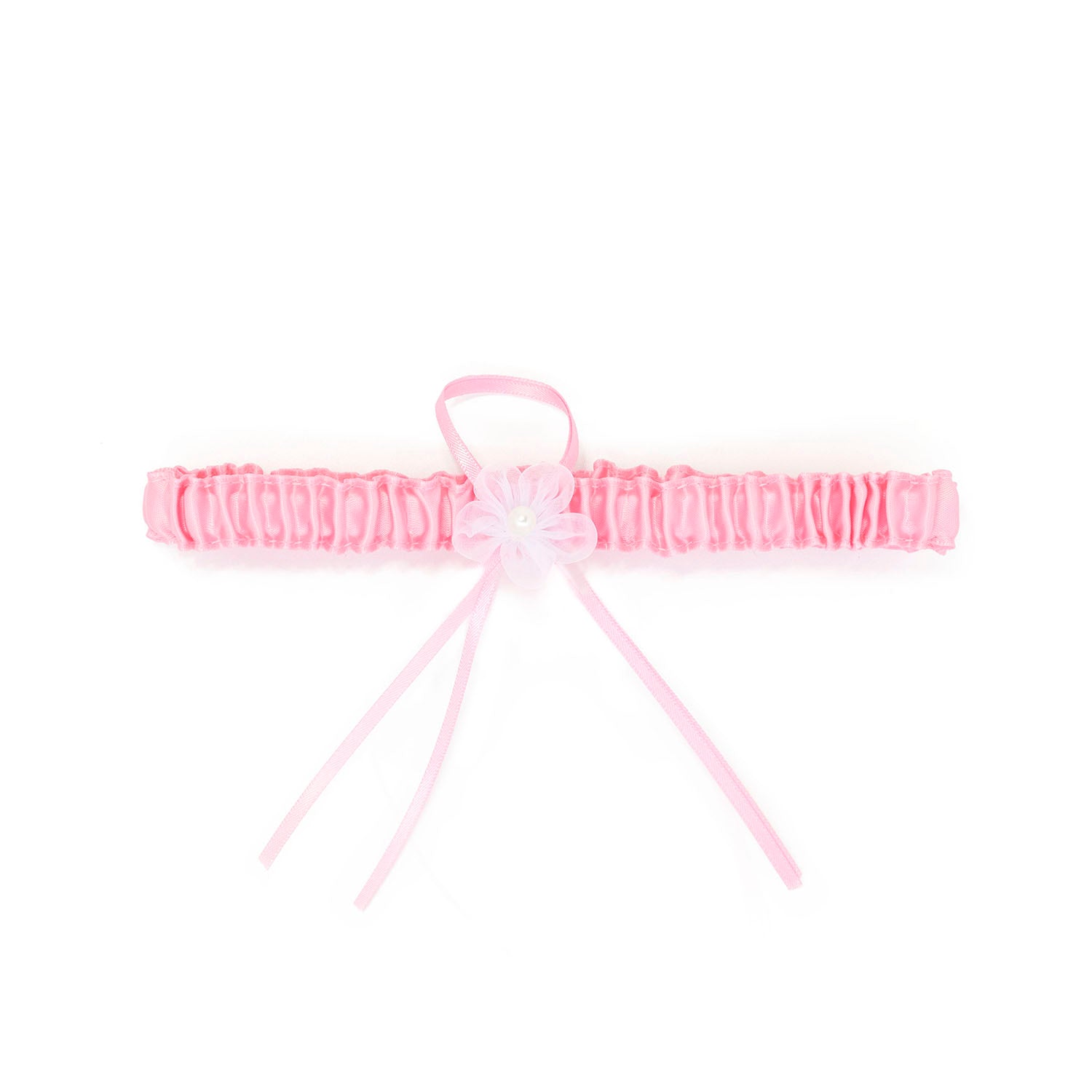 Pink wedding garter for bride without lace