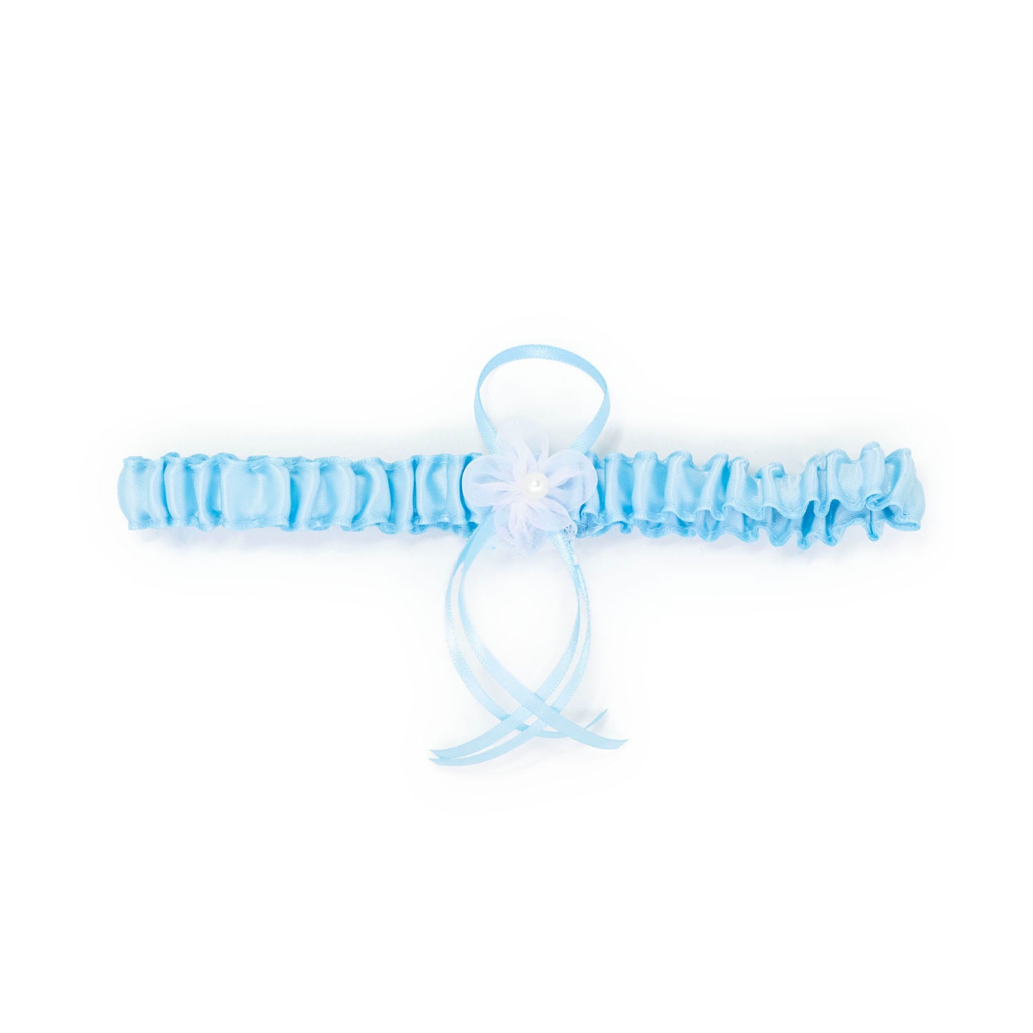 Blue wedding garter for bride without lace