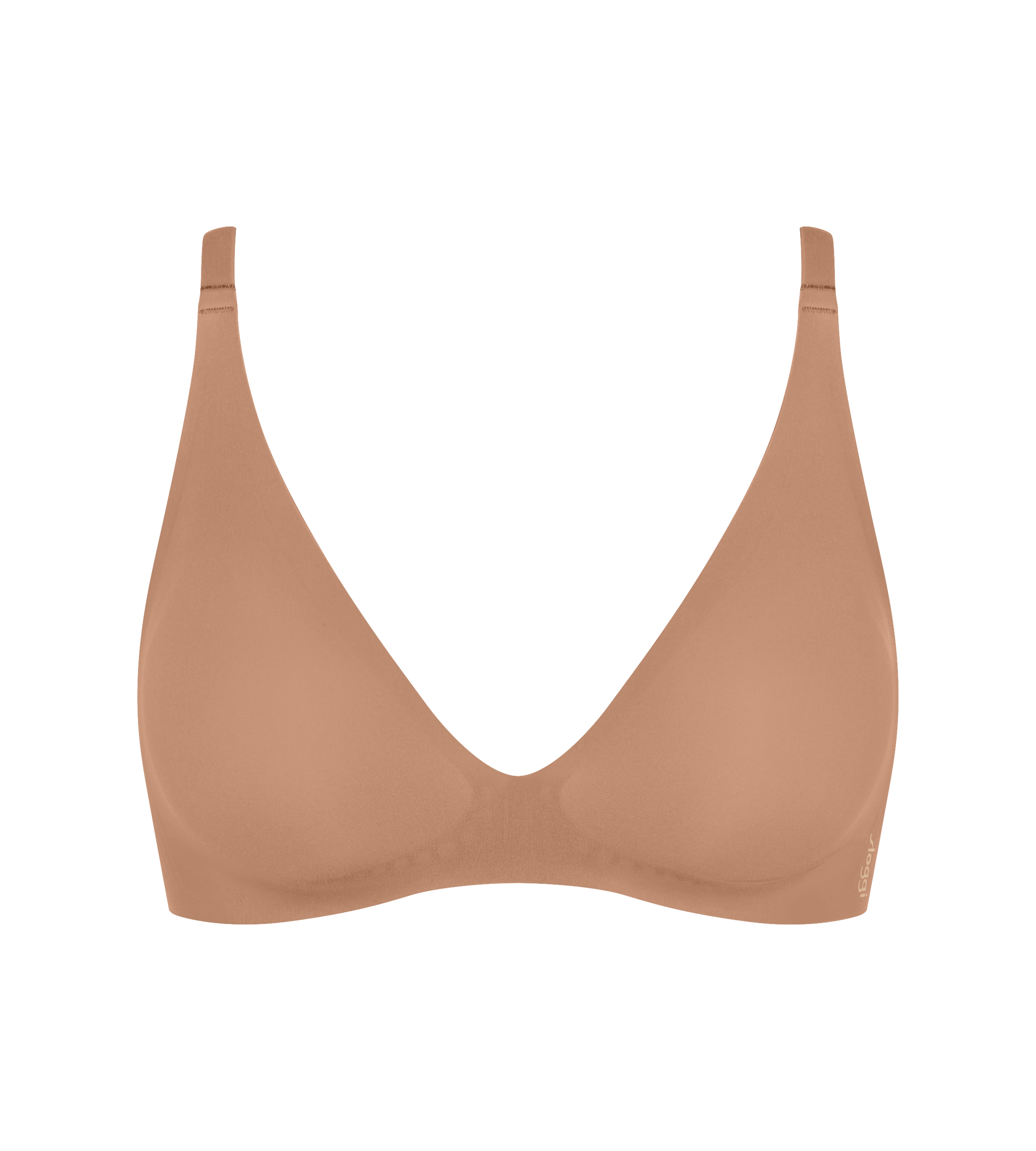 The UP Bra beige triangle bra with smooth seamless design and adjustable straps for comfortable everyday wear