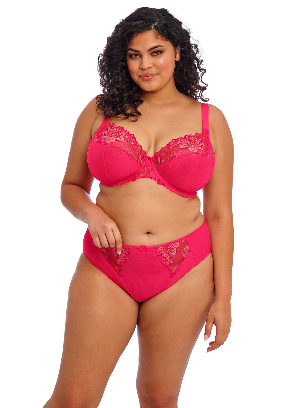 Vibrant fuchsia lace-trimmed Teagan high-leg brief set