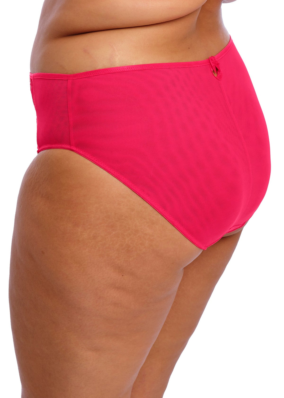 Teagan High Leg Brief in bright pink with textured pattern and back button