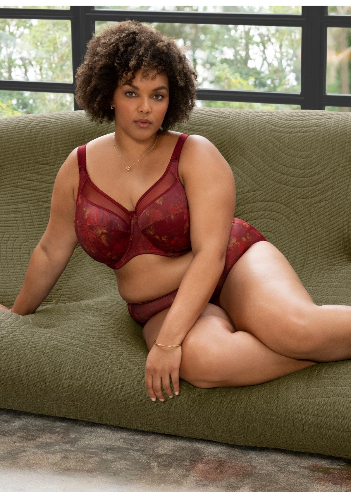 Red lace kayla brief with sheer mesh overlay and floral pattern featuring delicate feminine design