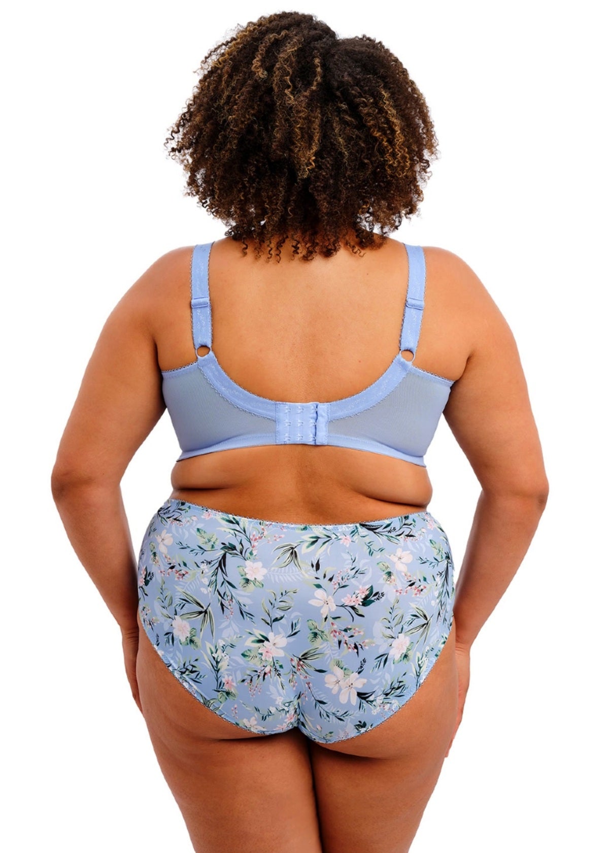 Light blue Kayla Brief with floral white and green blossoms