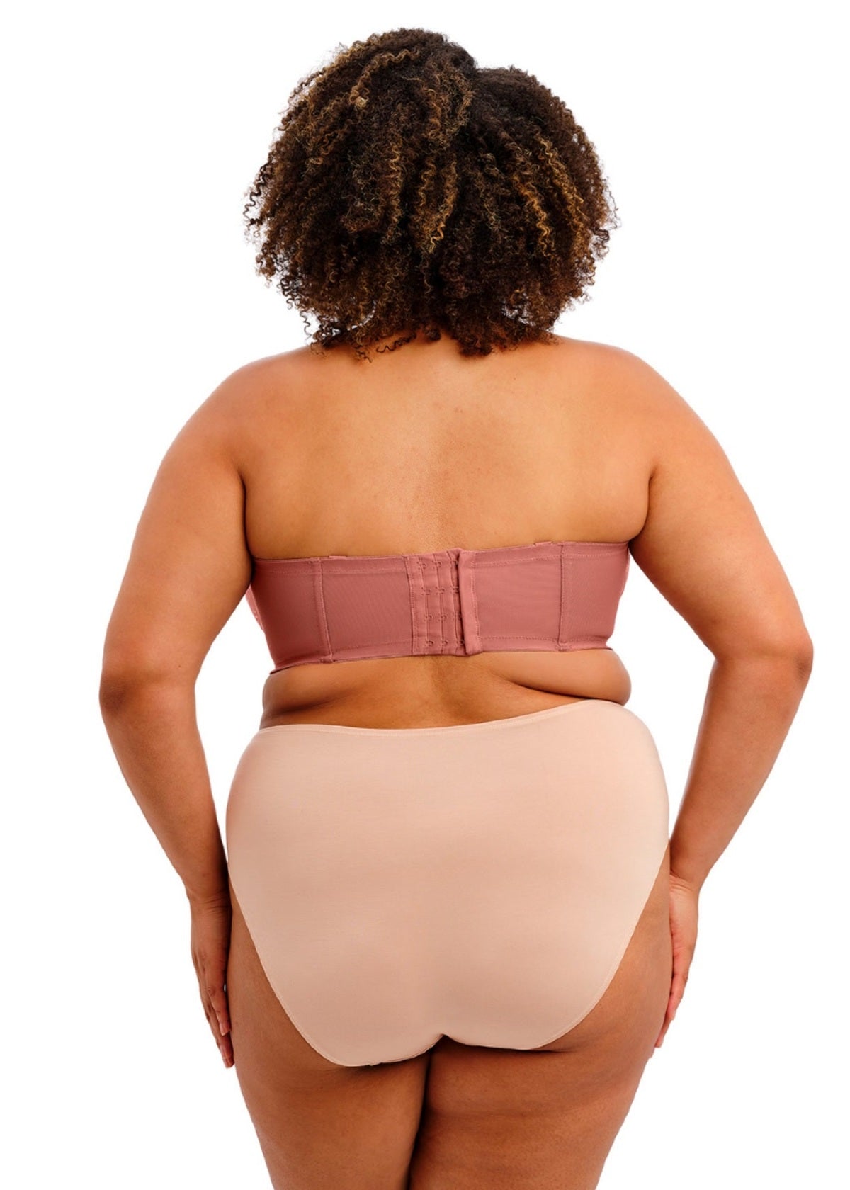 Verity Strapless Bra mauve bandeau top with central zipper closure