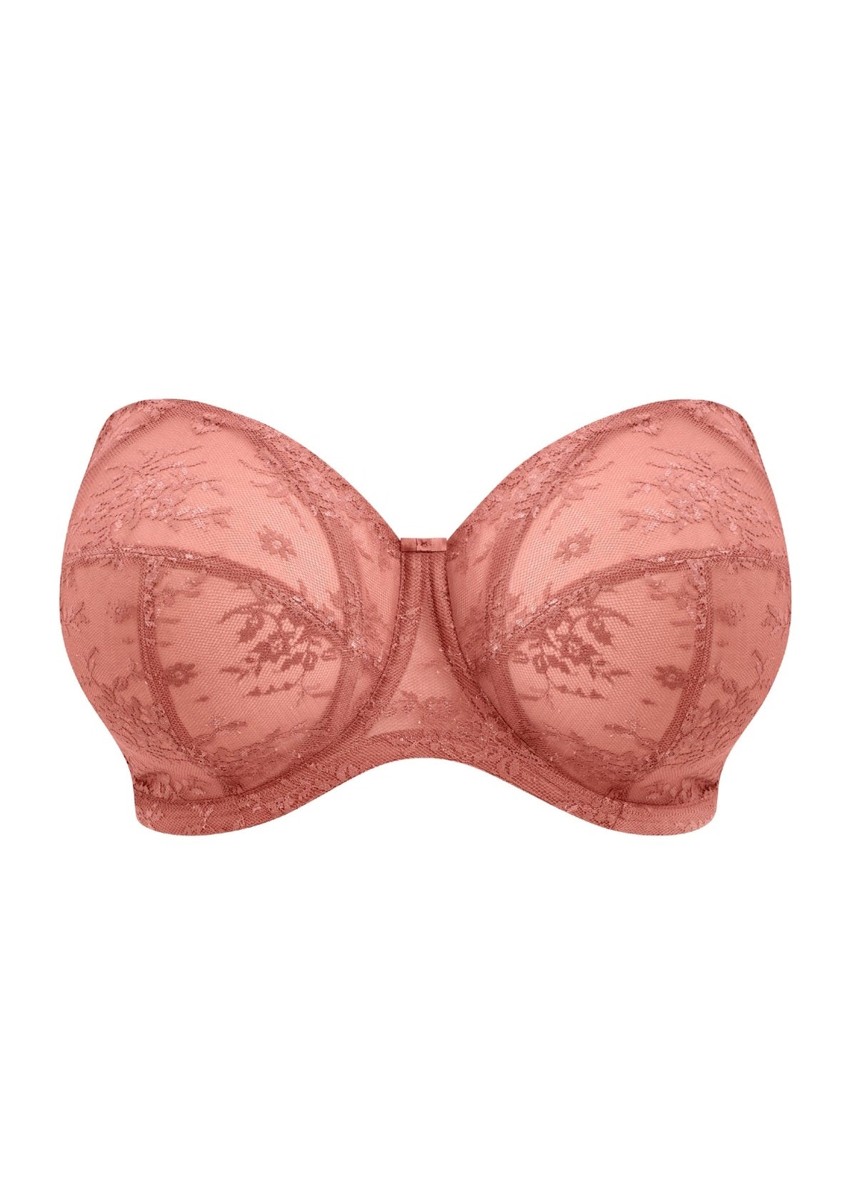 Verity Strapless Bra in blush pink lace with floral patterns