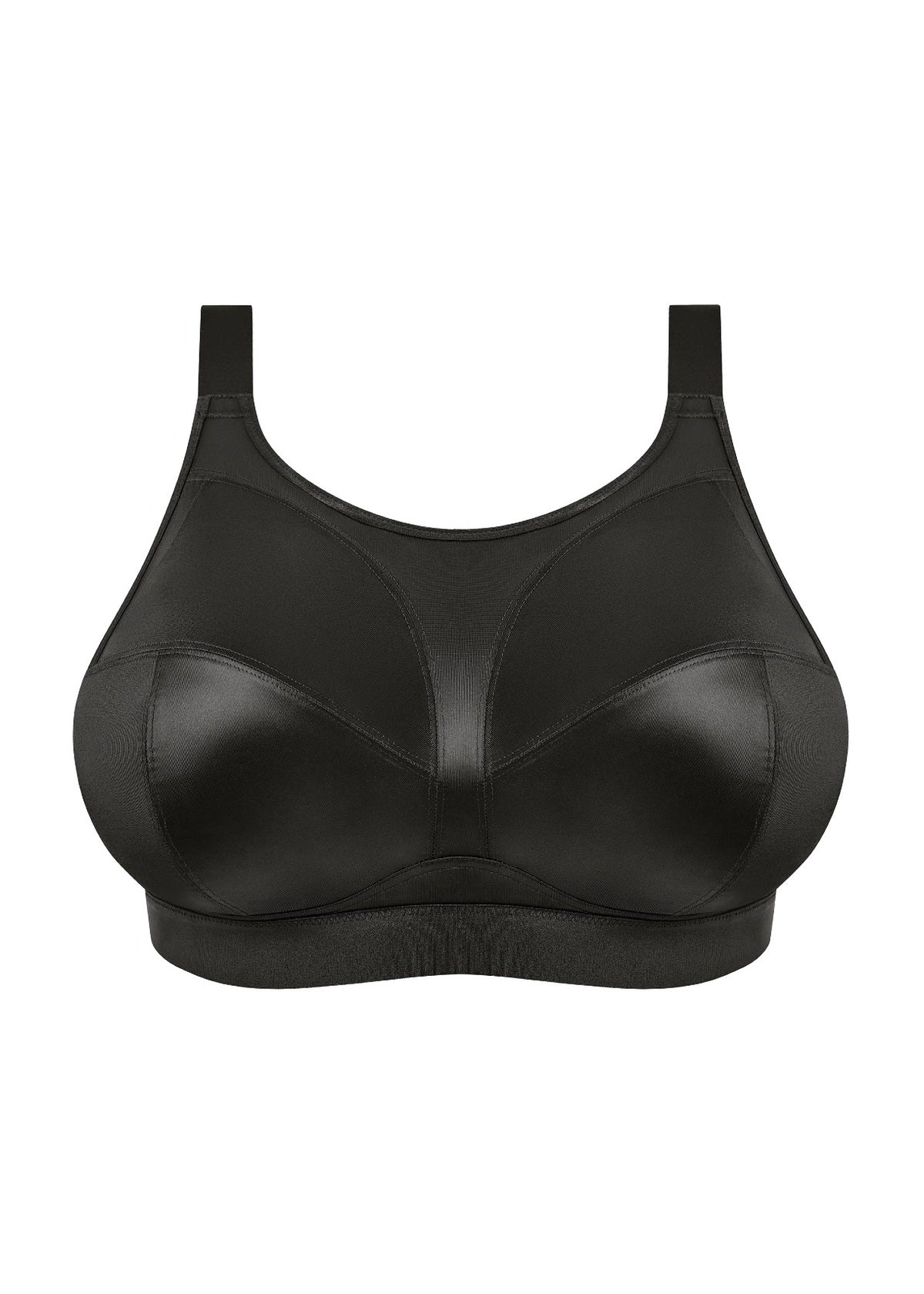 Black satin Katarina non wired bra with sleek structured design and adjustable straps for comfortable fit