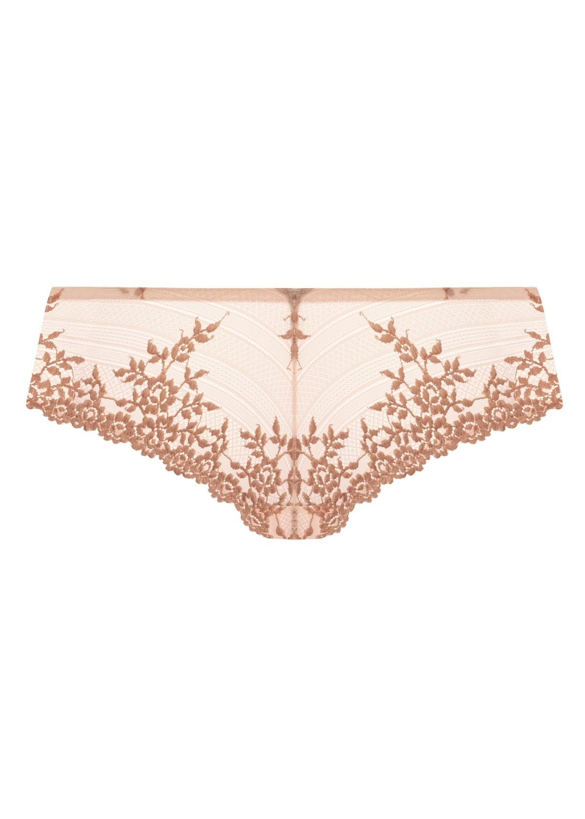 Delicate blush pink lace thong with floral embroidery, Embrace Lace Tanga