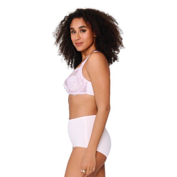 White lace daily full coverage bra with delicate floral embroidery and matching high-waisted briefs