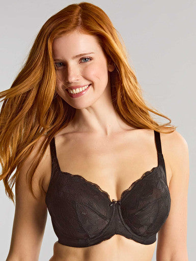 Black lace underwire bra with delicate floral pattern and thin straps from Untitled Jun11_13:42:03 collection