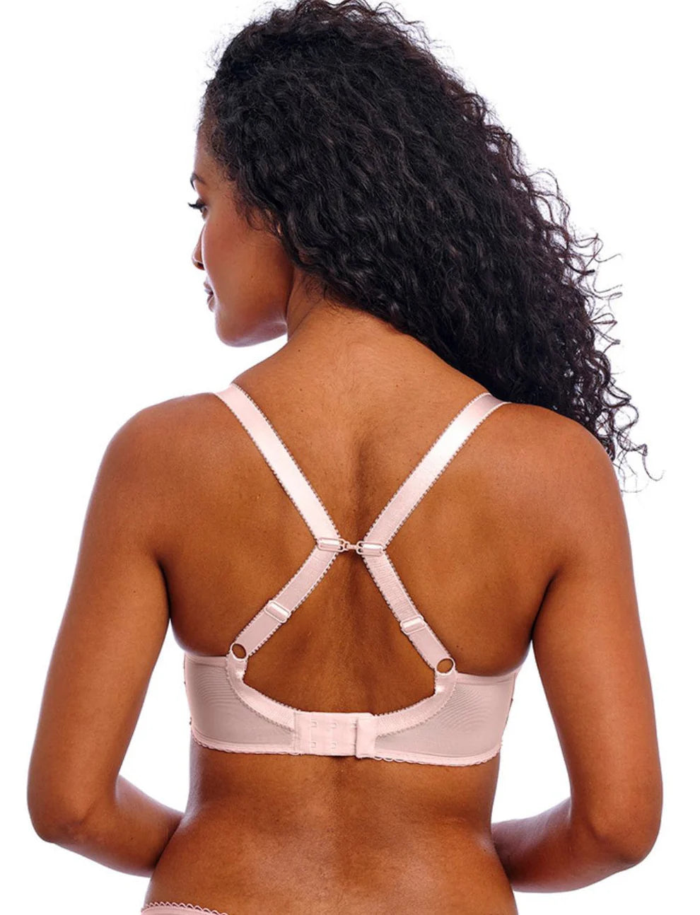 Love Crush Moulded Plunge soft blush pink underwire bra with crisscross back