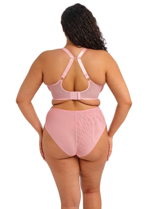 Pink Aerith Rose Uw Plunge Bra satin set with matching high-waisted briefs