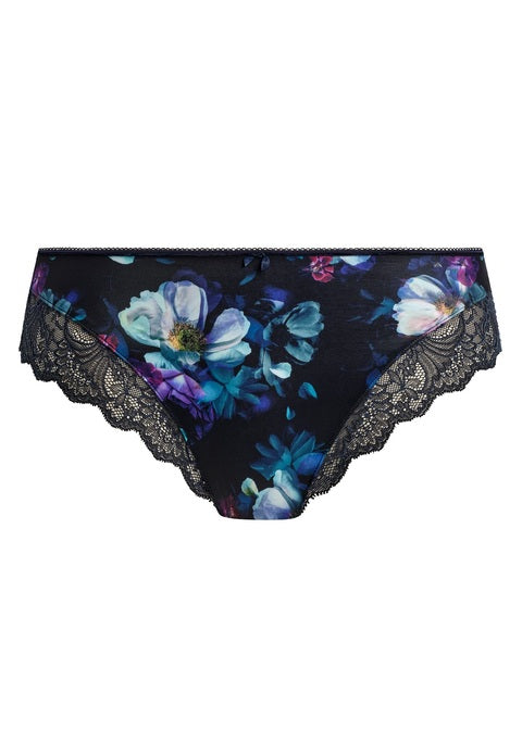 Lucia Brief black floral-patterned briefs with lace trim