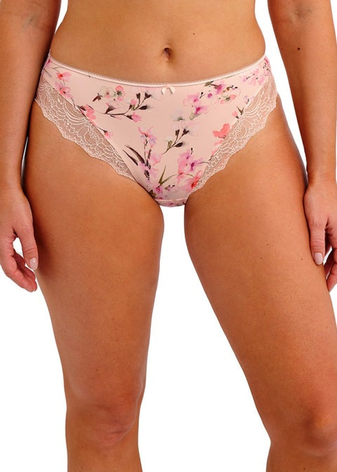 Lucia Brief pink floral-patterned briefs with lace trim