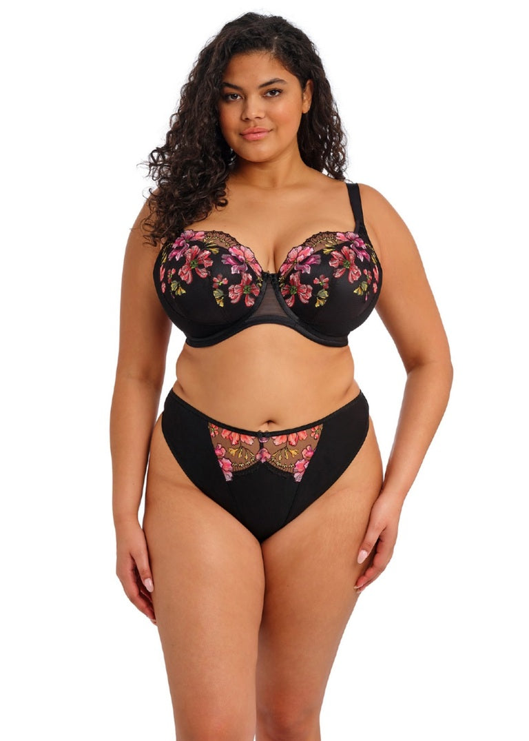 Black floral lace Teagan high-leg brief and bra set