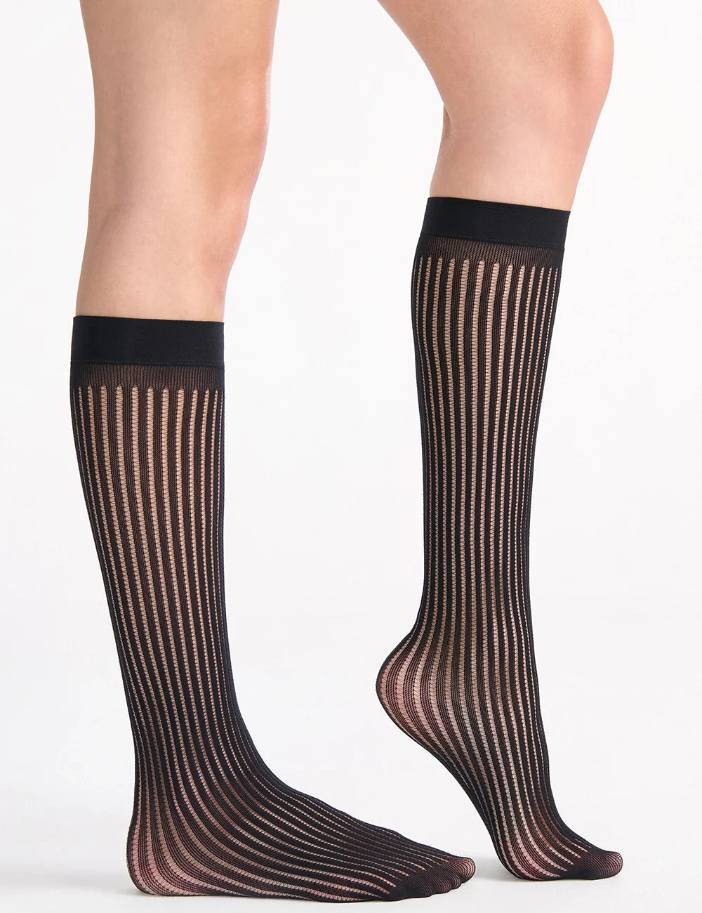 Pinstripe Net Knee High