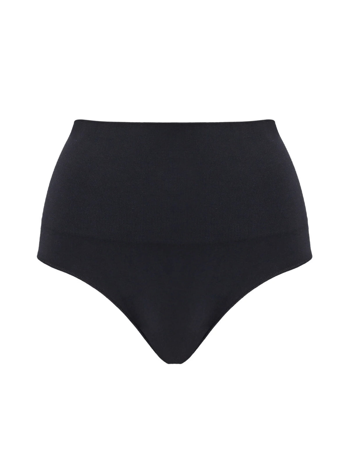 Black high-waisted seamless bikini bottom made from bamboo fabric in the bamboo essentials waisted brief collection