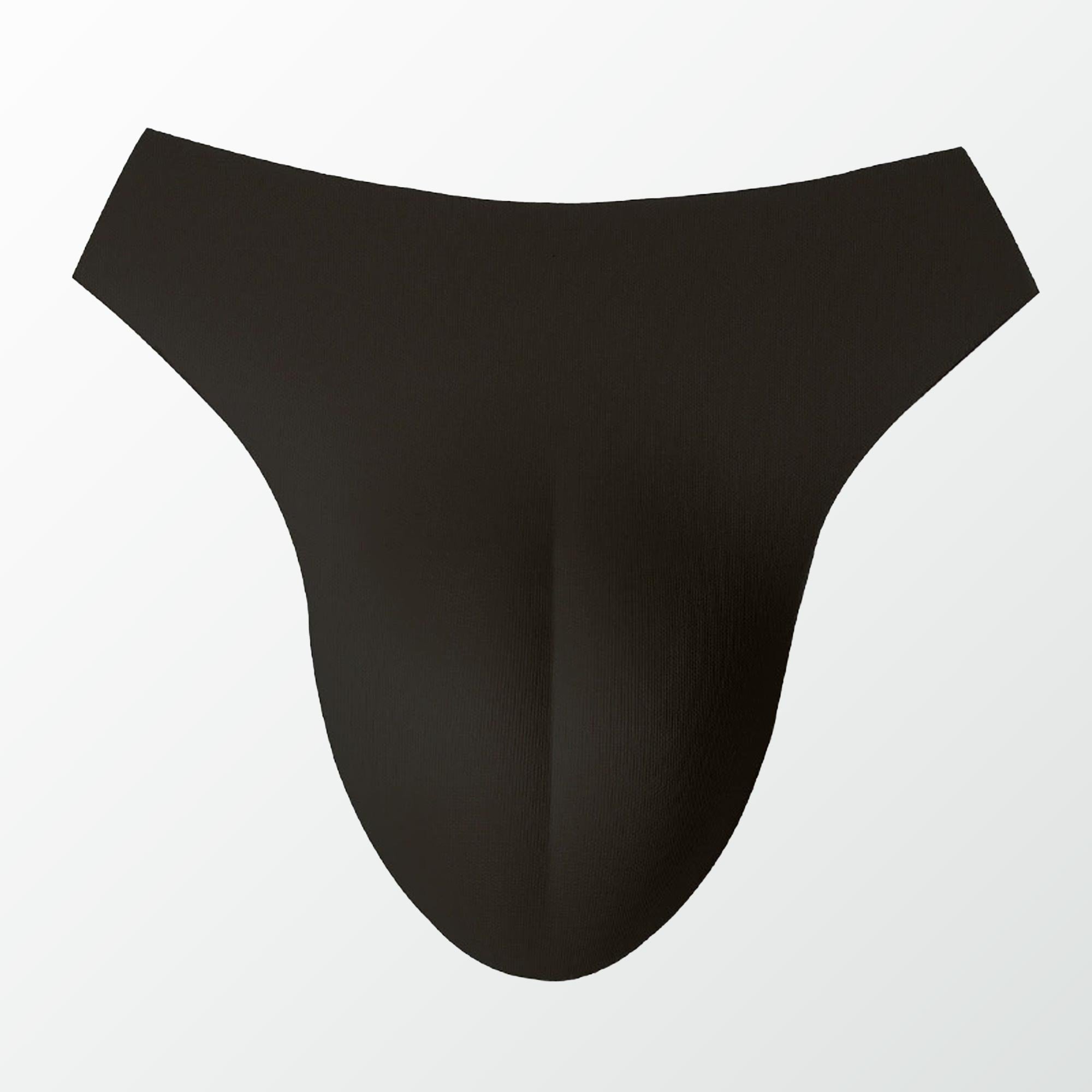 Black seamless briefs with smooth form-fitting design and Camel Toe Insert Pad