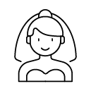 Simple line drawing of a bride