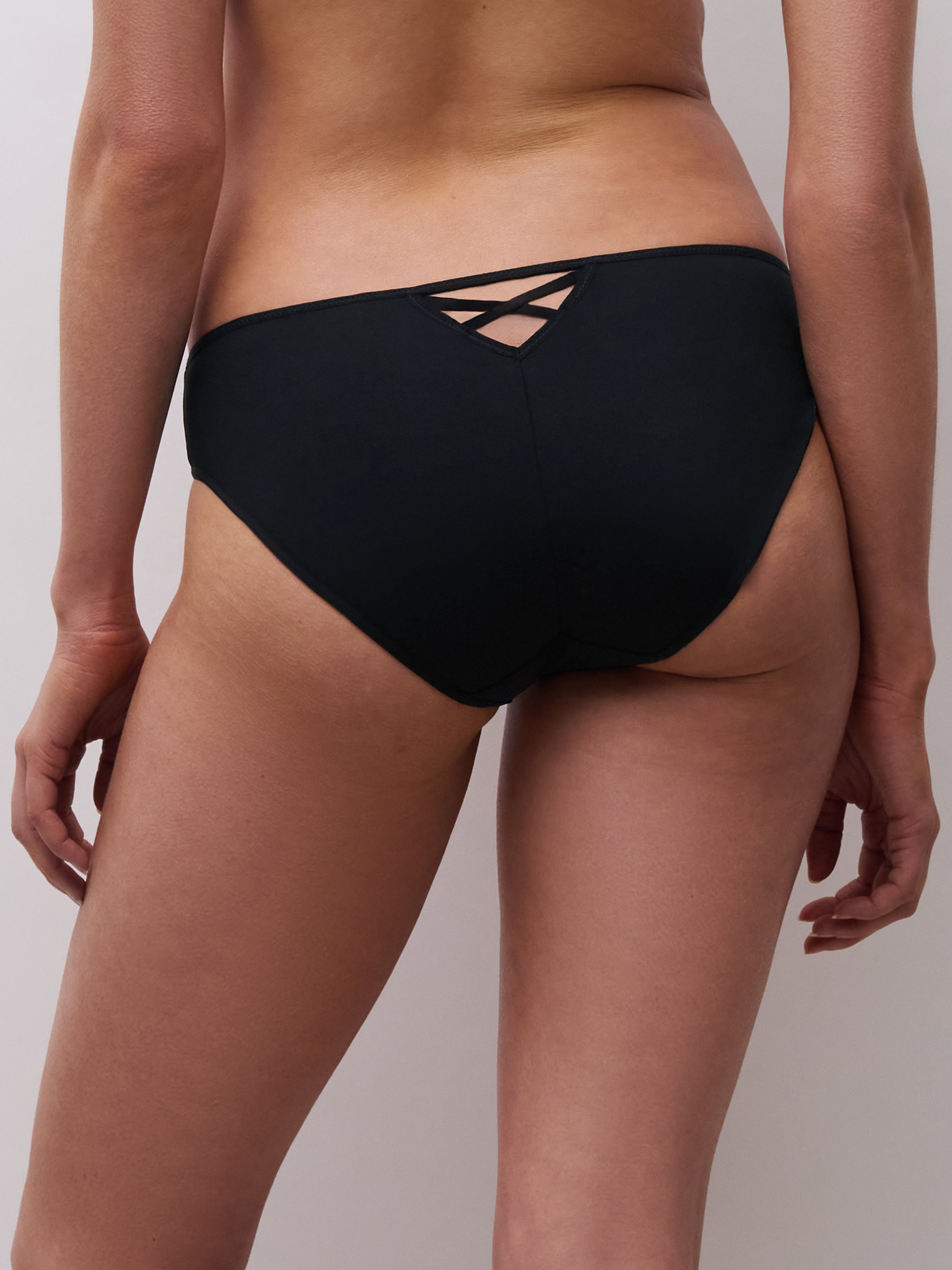 Black Lush Brief high-waisted bikini bottom with crisscross lace-up back