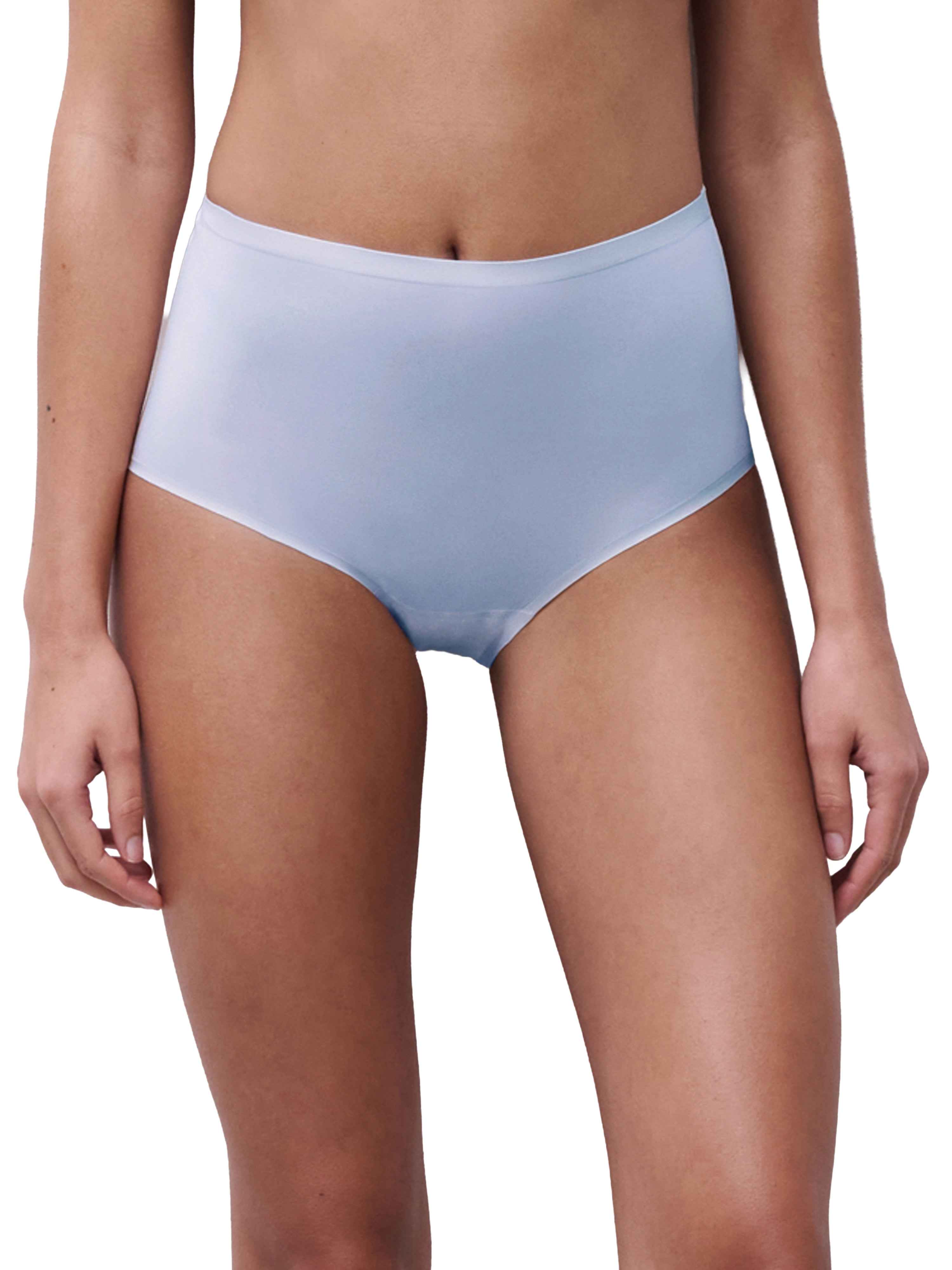 SoftStretch high waist briefs in light blue with smooth seamless fabric for comfortable everyday wear