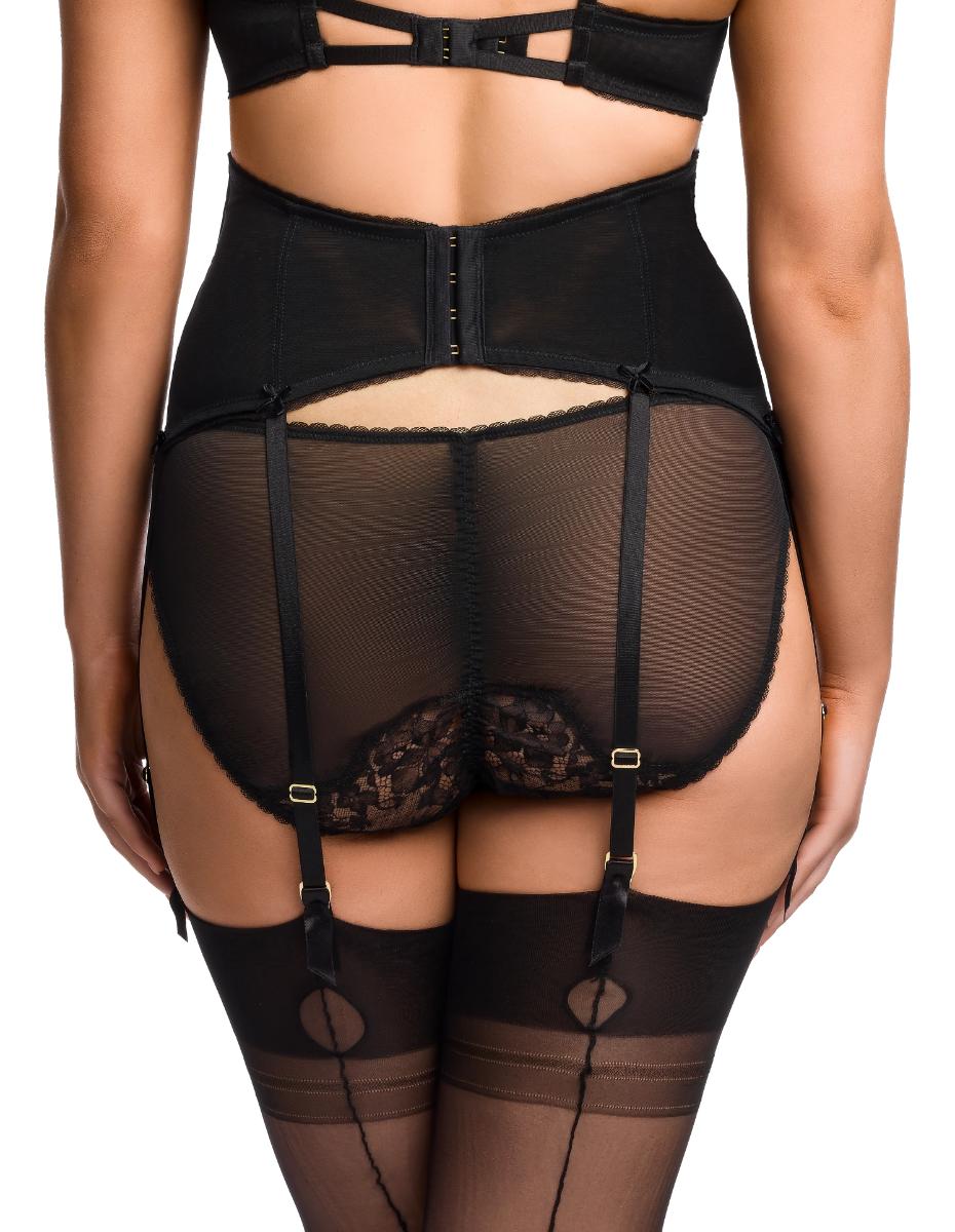 Perlez Vous Suspender: black lace garter belt with adjustable straps