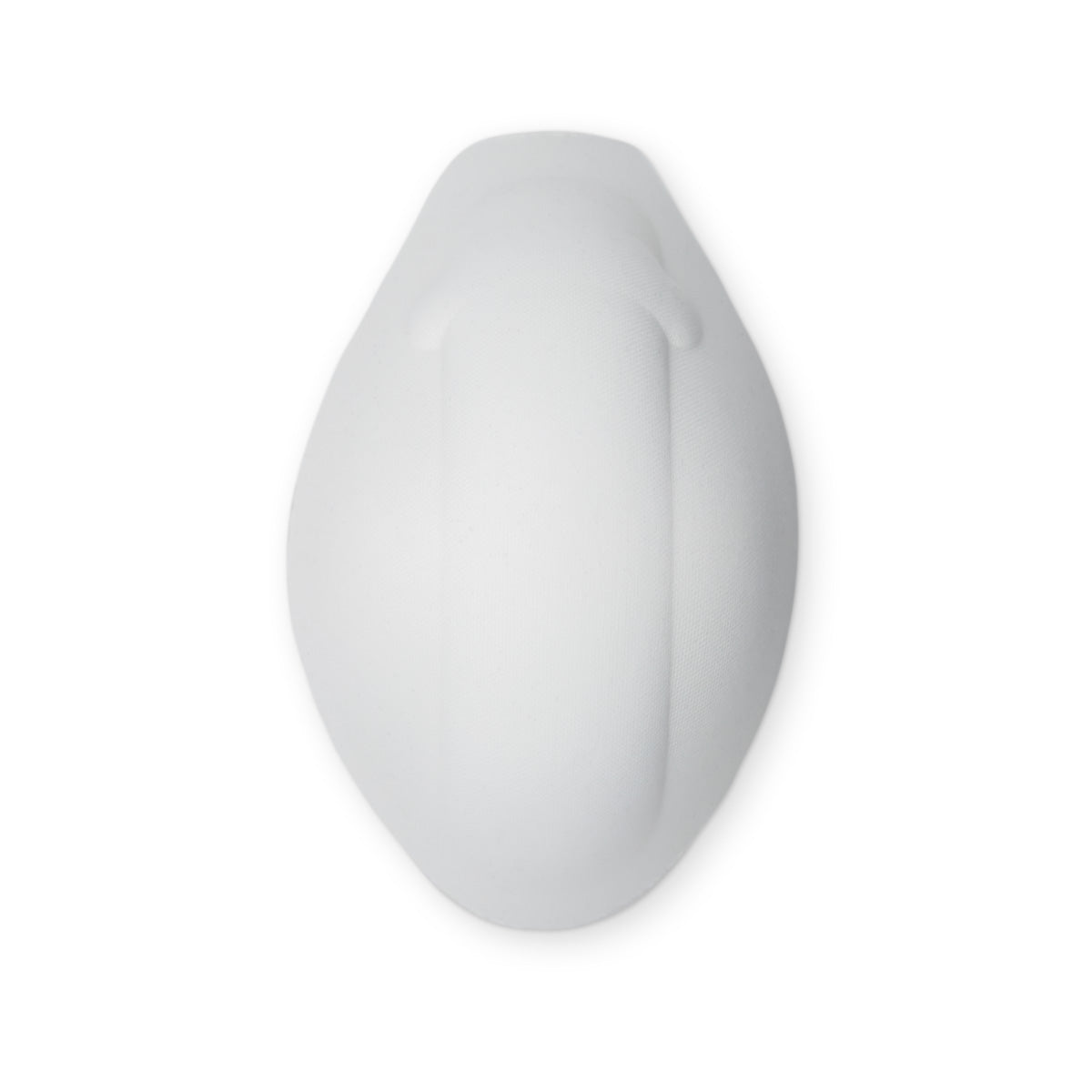 Smooth matte white silicone egg-shaped Foam Packer with subtle vertical seam
