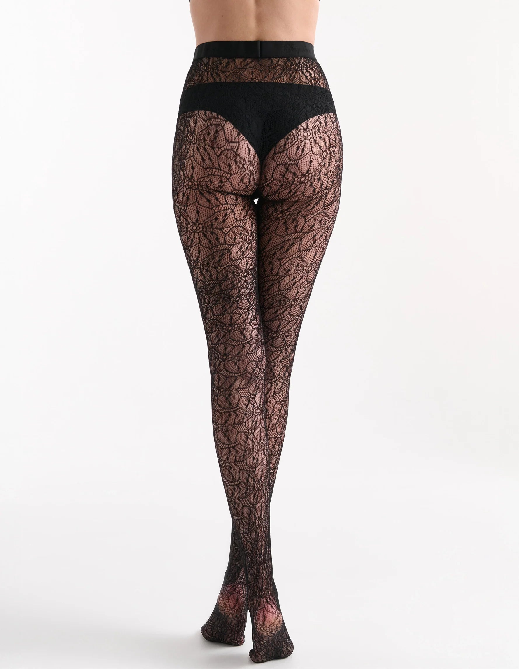Aurora Floral Net Tights: black lace floral sheer mesh