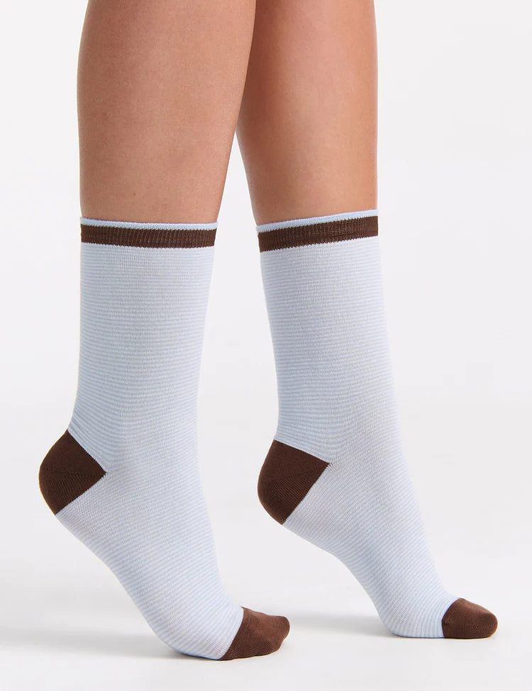 Lina Fine Stripe Crew Sock