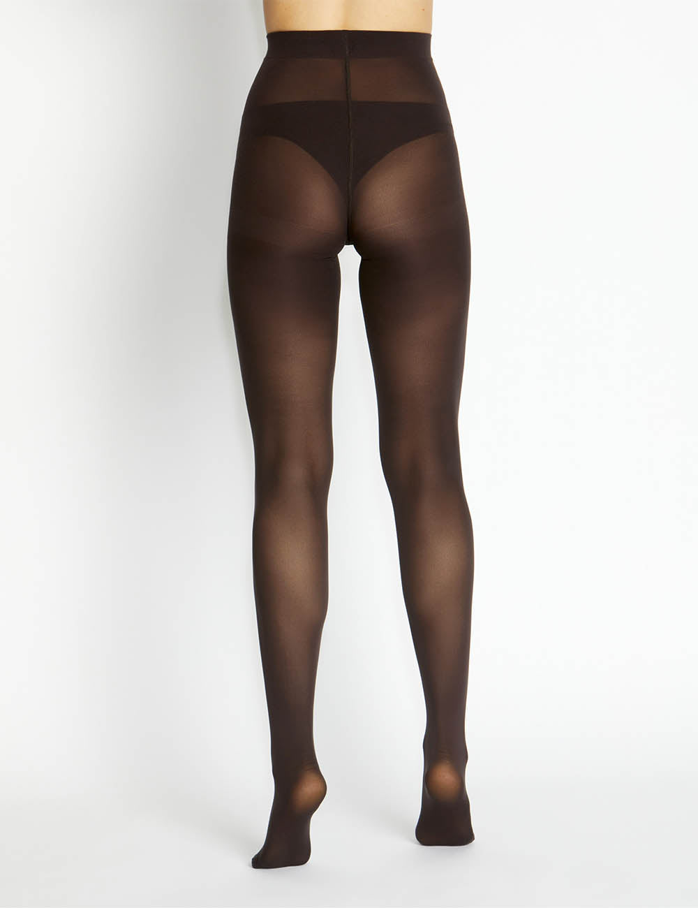 Black sheer high-waisted Suede Matte 50D tights with stretchy seamless fabric