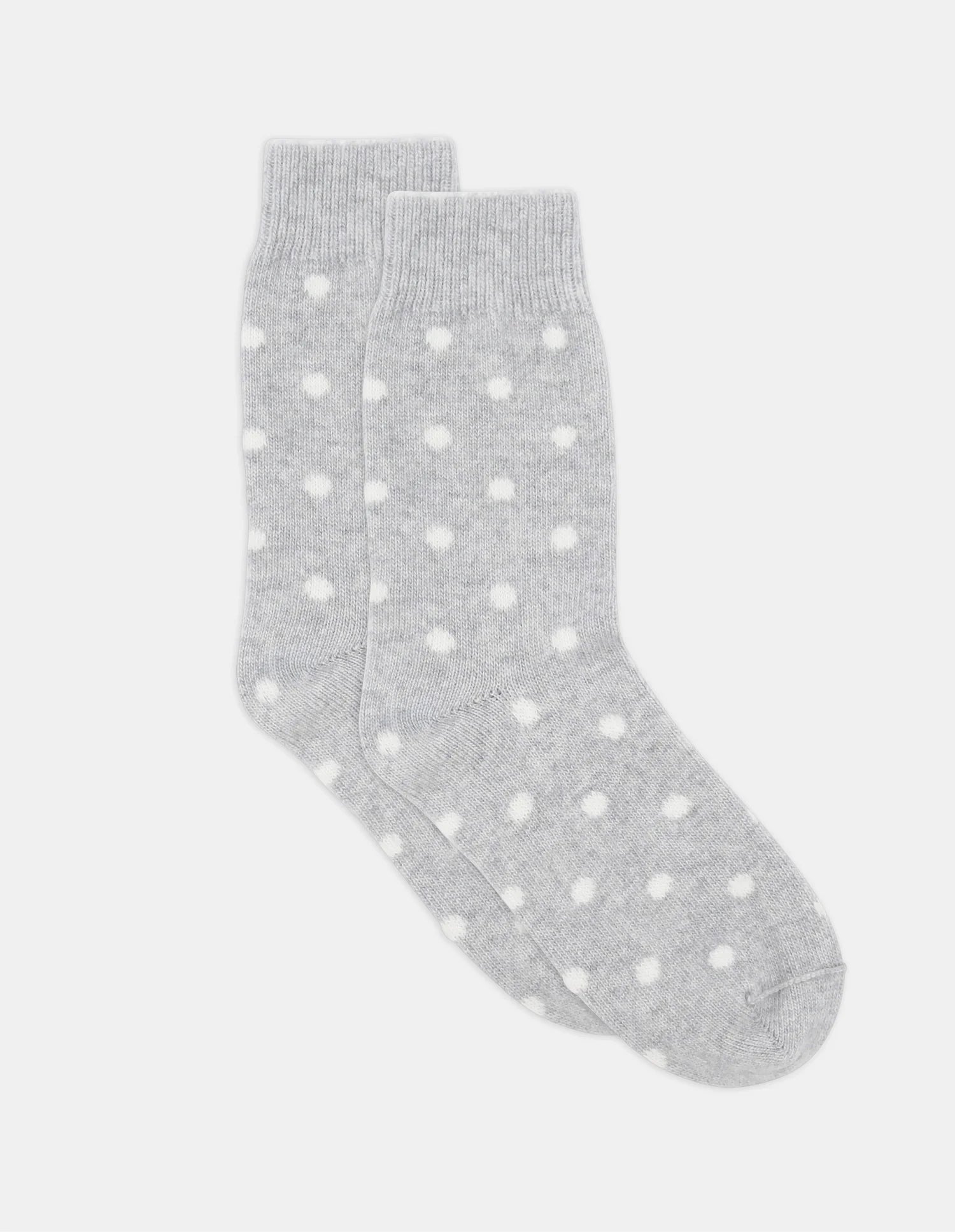 Ilaria Spot Crew Sock: heather gray with white polka dots