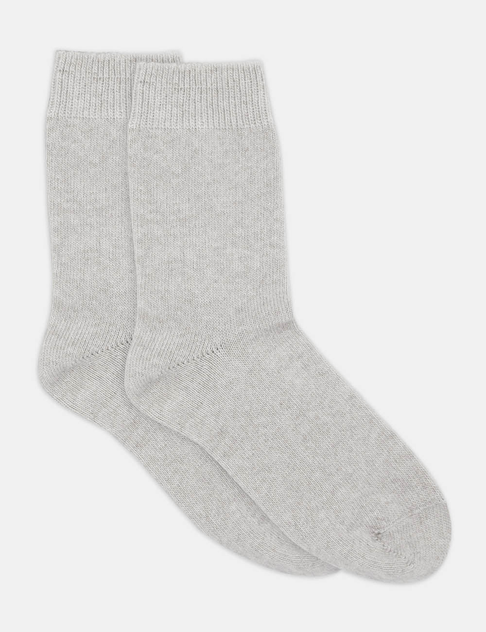 Pina crew sock in soft heather gray knit with ribbed cuff and toe