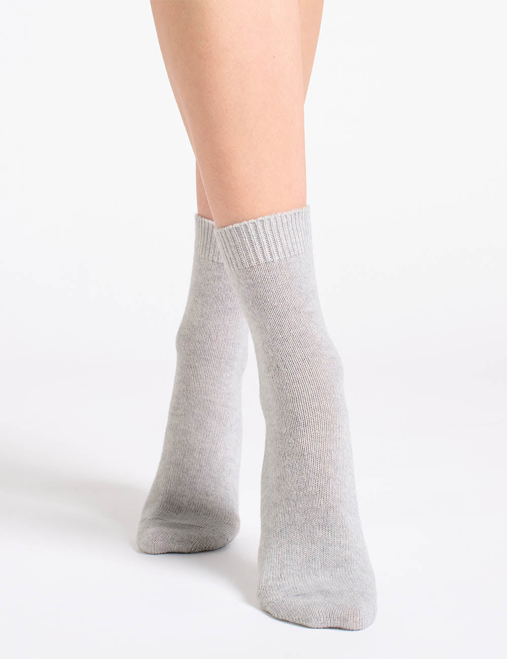 Light gray ribbed-knit Pina Crew Socks with soft textured fabric