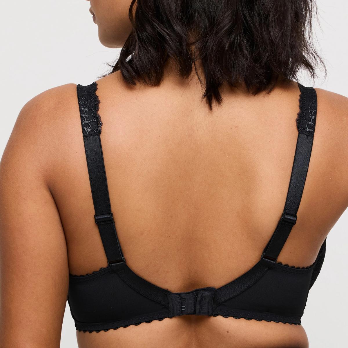 Shimla Plunge Bra with black lace trim, adjustable straps, and back clasp