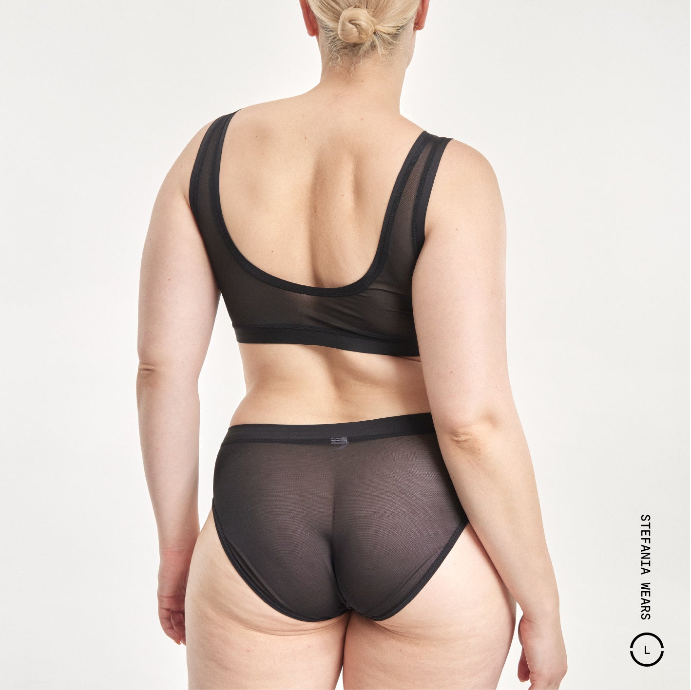 Black sheer mesh bra and matching Everybody Tuck Brief set