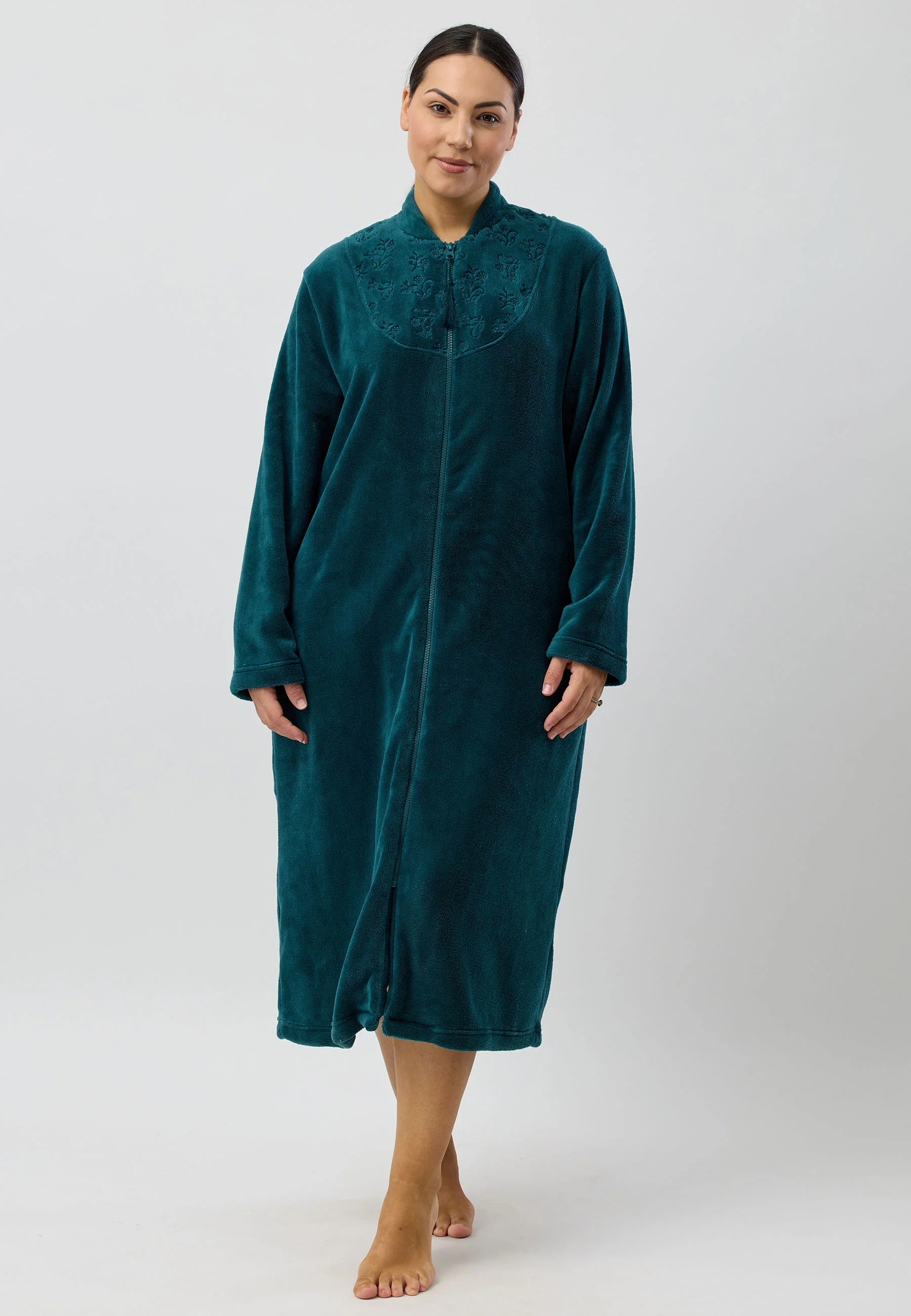 Zip Embroidered Mid-Gown