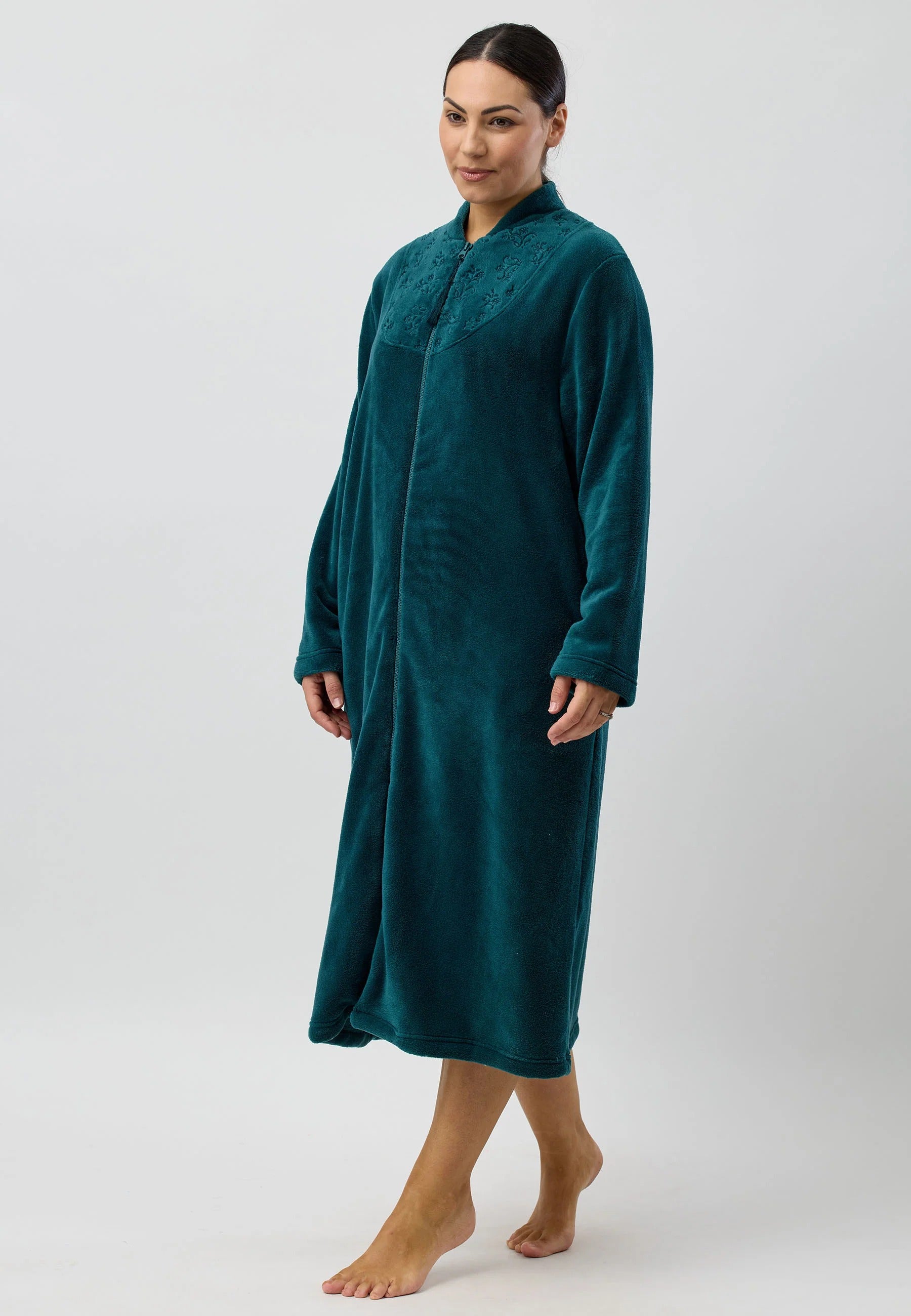 Zip Embroidered Mid-Gown