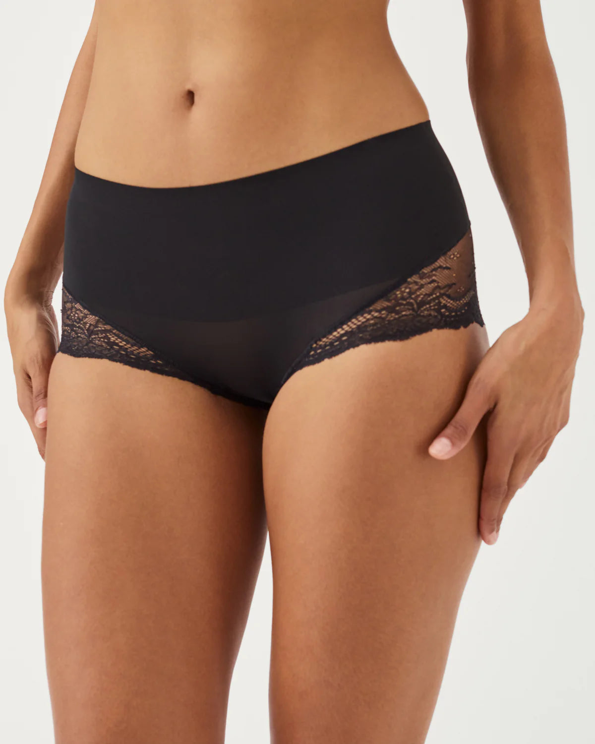 Lace Hi-Hipster black high-waisted underwear with side lace trim