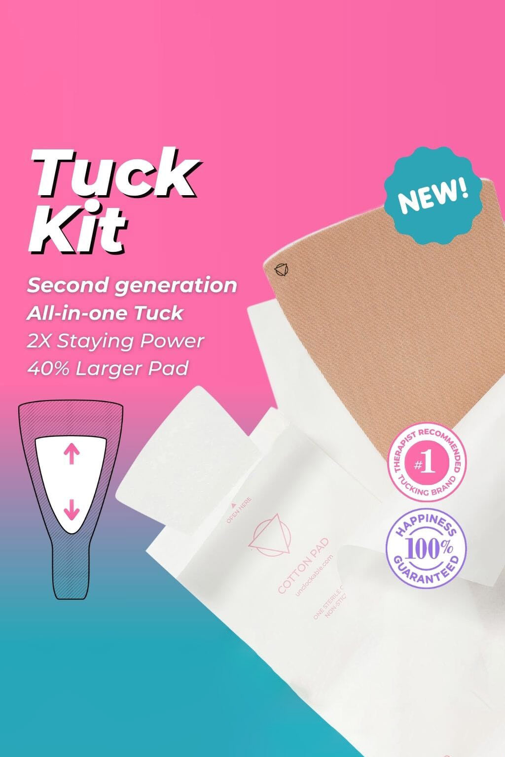T-Tape Tuck Kit 2 with beige textured pad and white cotton pads