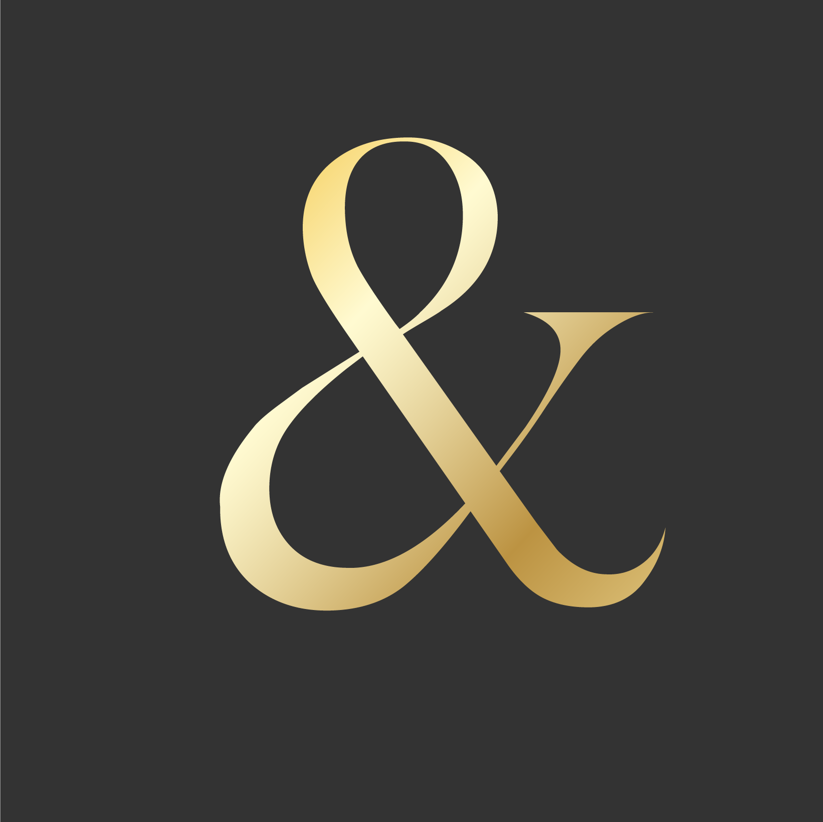 Gold ampersand sign on a grey background