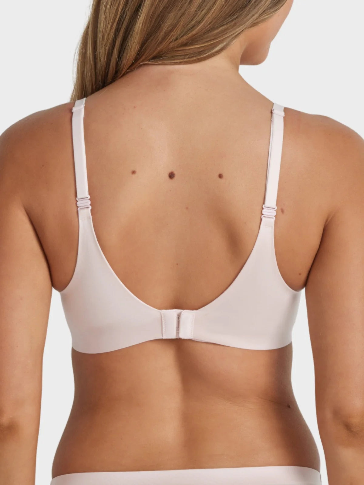 Ultrasoft T Shirt Bra back view with off-white seamless cups, adjustable straps, center-back closure