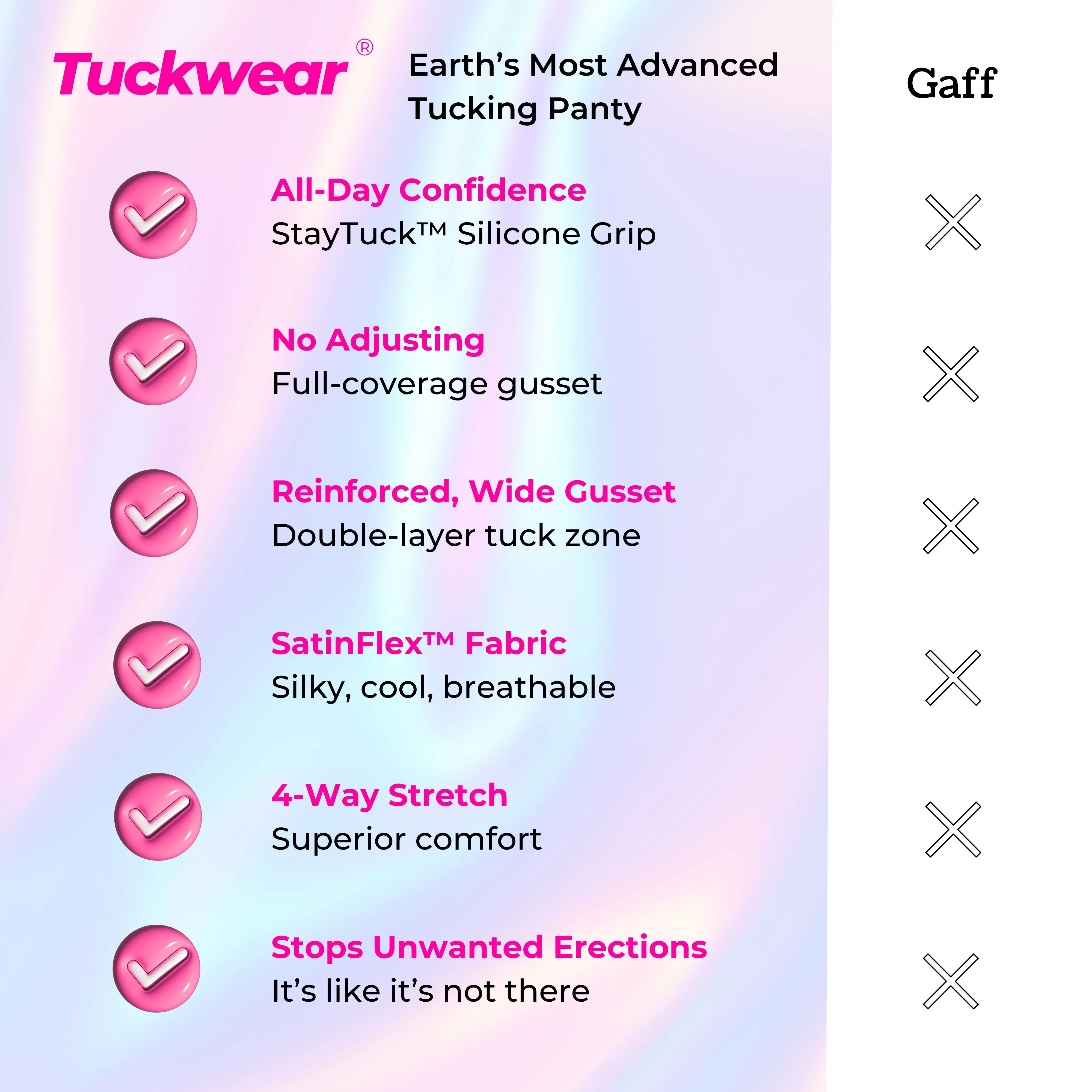 FEMME Everyday Tuckwear back view with Satinflex fabric and StayTuck grip