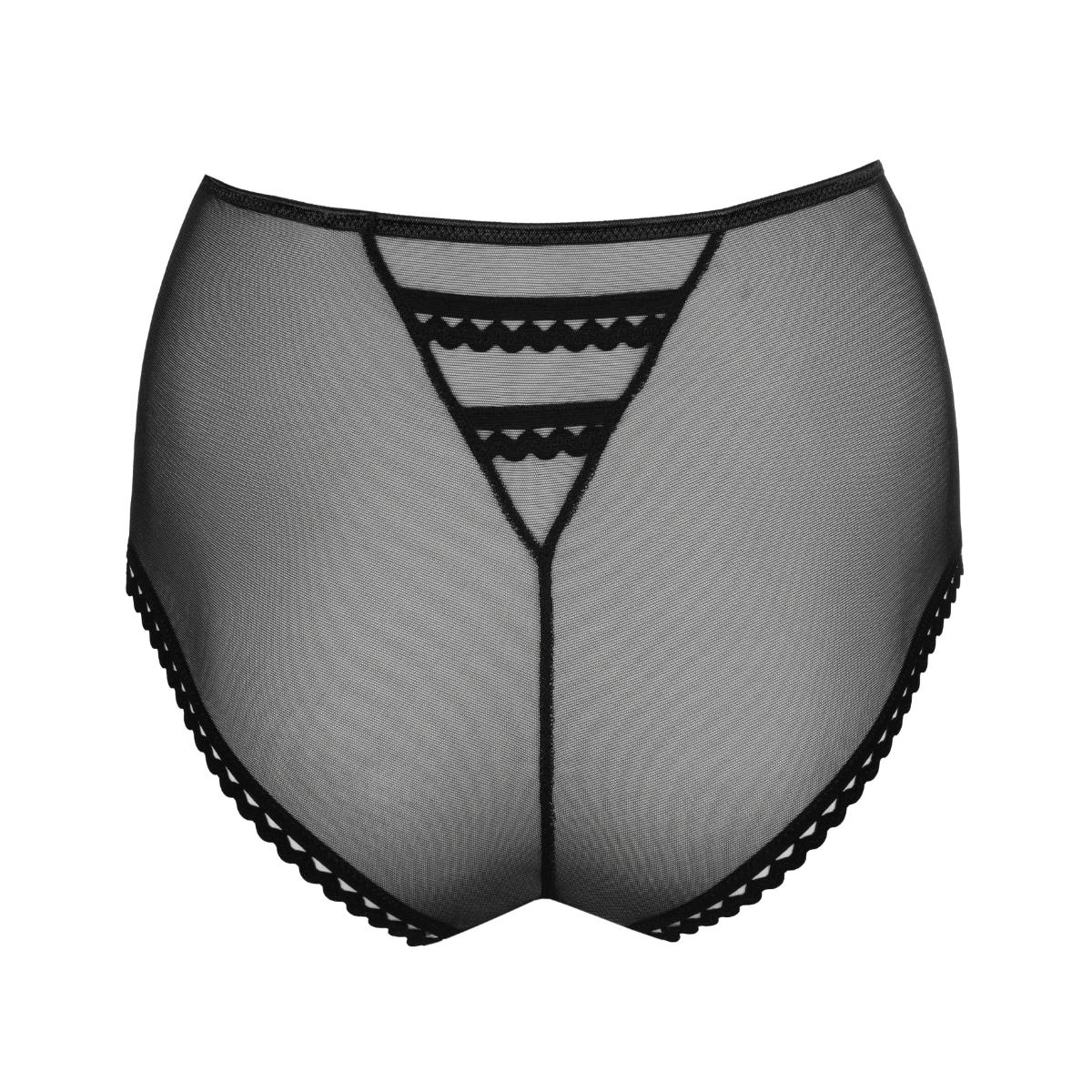 Vivgirl Hotpants: black sheer mesh high-waisted briefs with lace trim