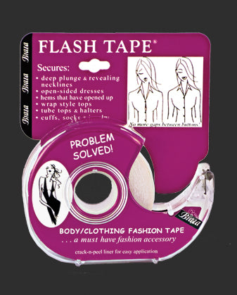 Pink roll of flash tape body and clothing fashion tape designed to secure revealing necklines and open tops