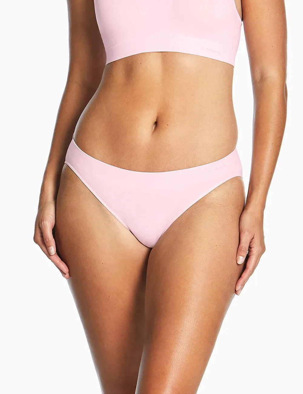 Purebasics bikini brief 2 pack soft pink seamless bikini bottom with minimalist design shown from the back