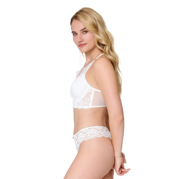Ivory Illusion Thong white lace bra and matching panties set