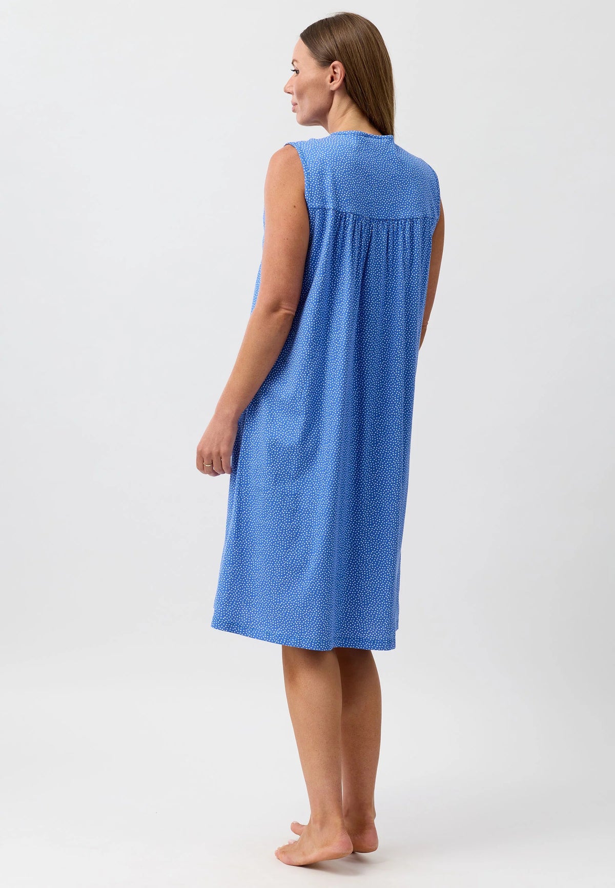 Confetti sleeveless nightie soft blue textured knit dress with relaxed fit and sleeveless design