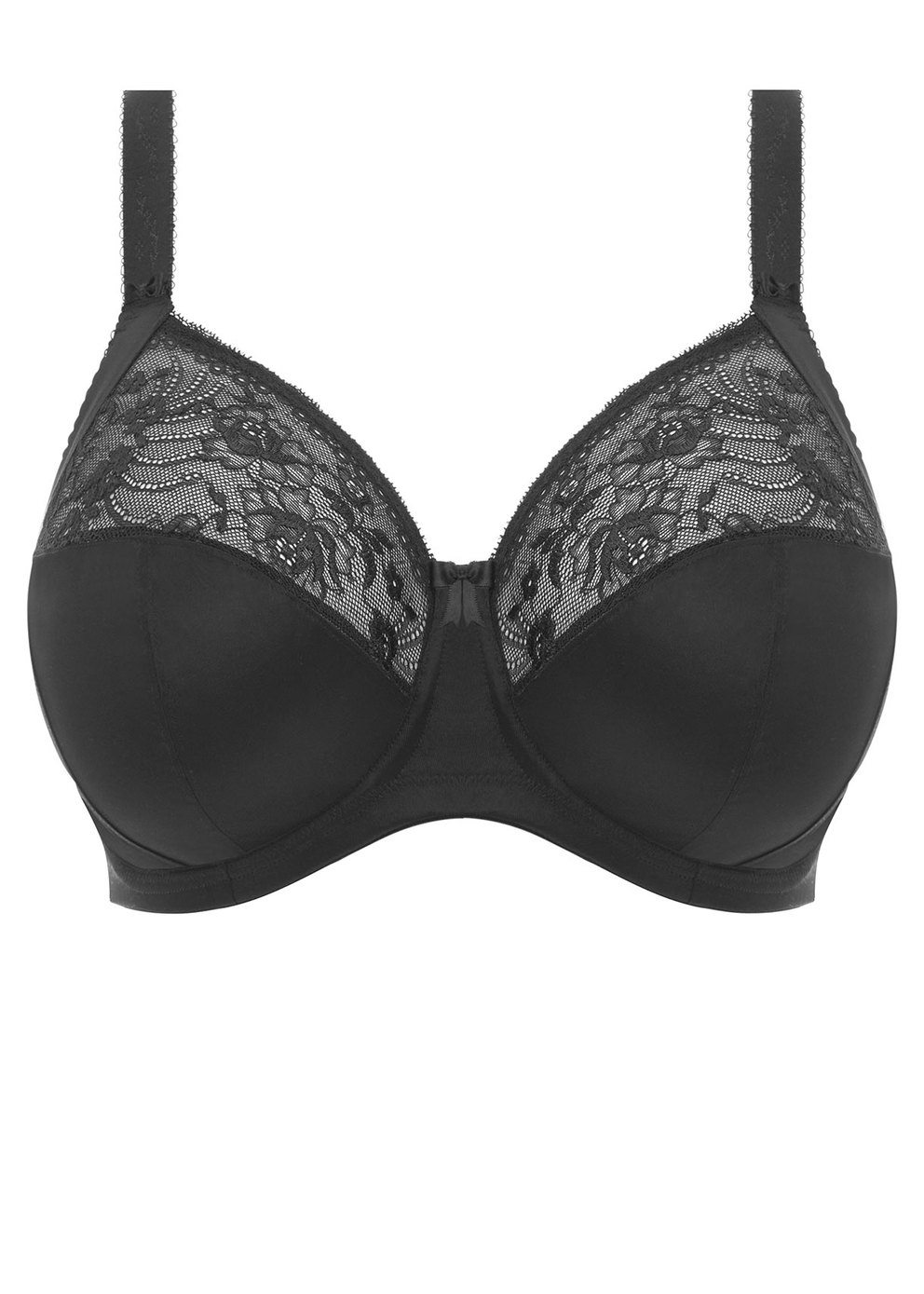 Morgan black underwire bra with smooth satin cups lace trim and adjustable straps for comfortable support
