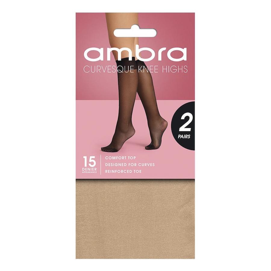 Ambra Curvesque Knee High AMCRVKH2P - Knee Highs Natural / One Size Available at Illusions Lingerie